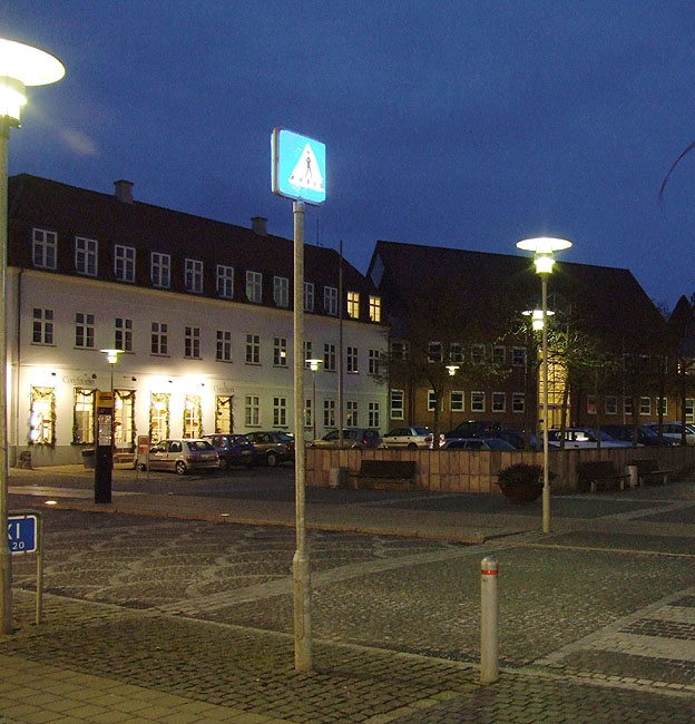 Panorama - Natfoto af juletræet på torvet i Frederikssund