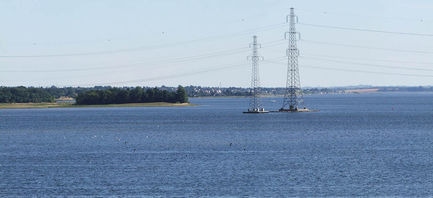 Panorama - Udsigt fra Kølholm mod syd, med Hyldeholm og Peberholm i forgrunden